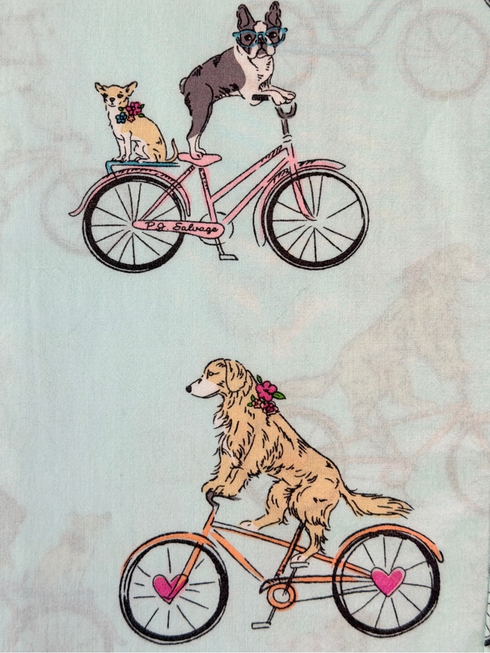 P.J. Salvage Playful Prints Dogs Riding Bicycles Pajama Set 100% Cotton sz S - Picture 3 of 9